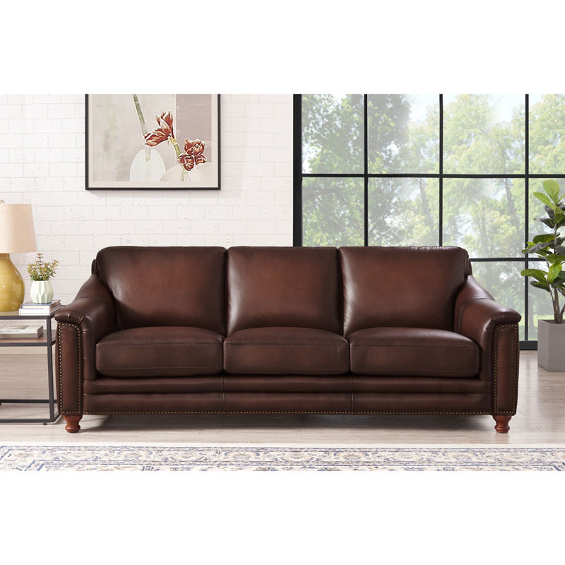 HYDELINE Belfast 91.5'' Leather Sofa Wayfair